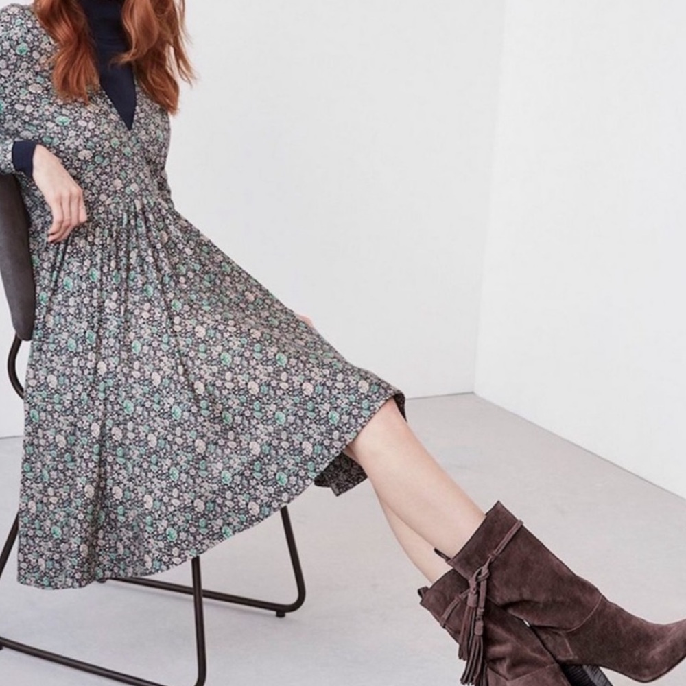Rebecca Taylor Blue Floral Long Sleeve Dress Size 6